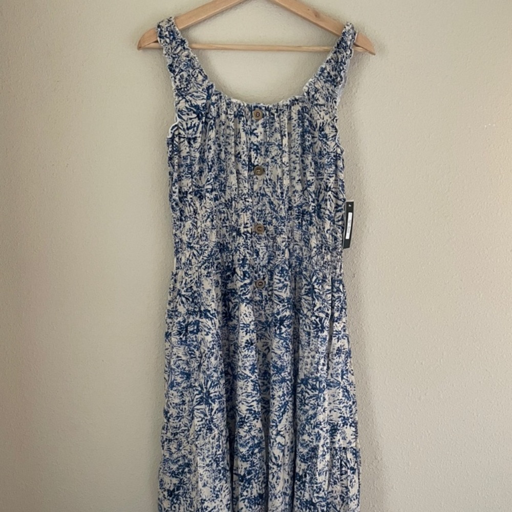 Blue and White Floral Maxi Dress